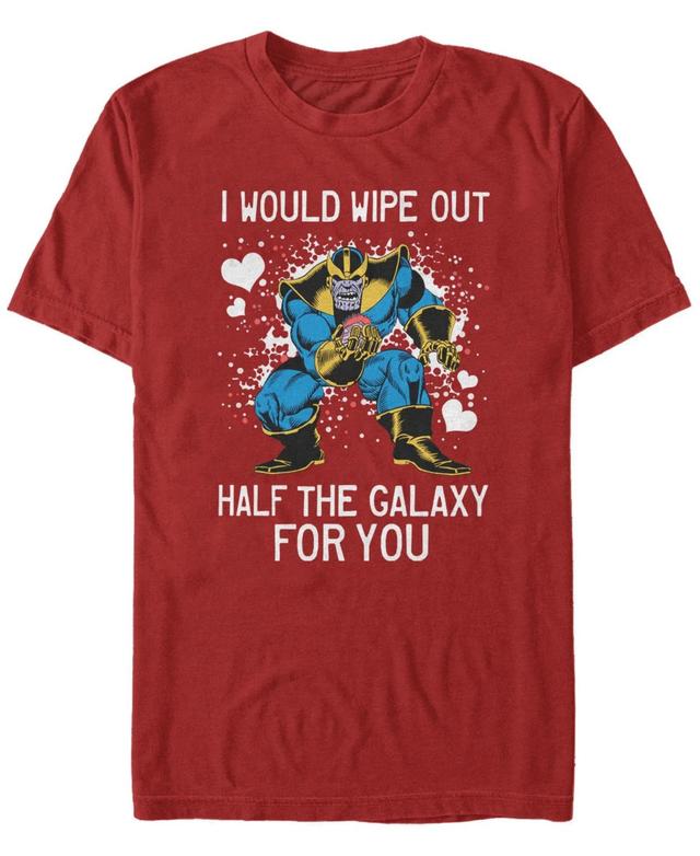 Mens Marvel Thanos Half The Galaxy Valentine Short Sleeve Tee Red Product Image