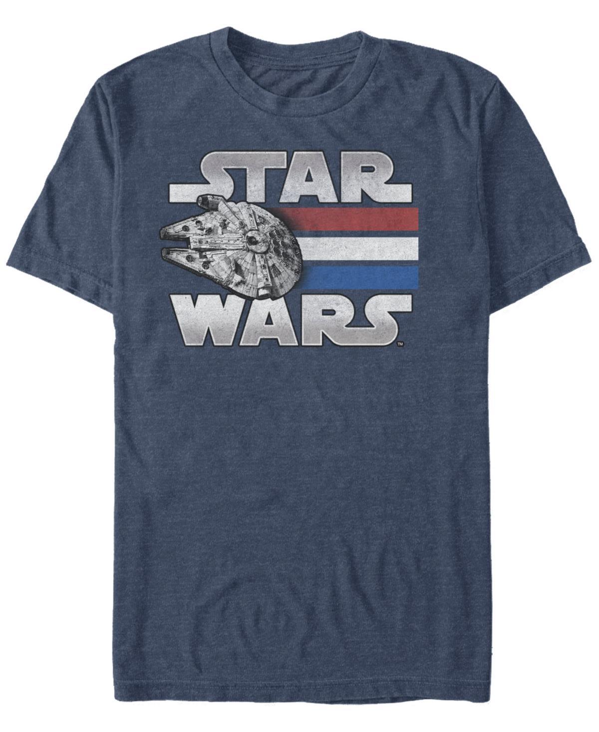 Mens Star Wars Millennium Falcon Red White & Blue Poster Tee Product Image