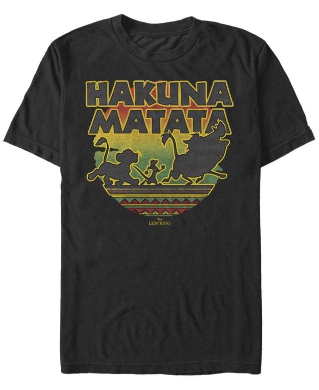 Fifth Sun Mens Disney The Lion King Hakuna Matata Sunset Silhouette Poster Short Sleeve T-shirt Product Image