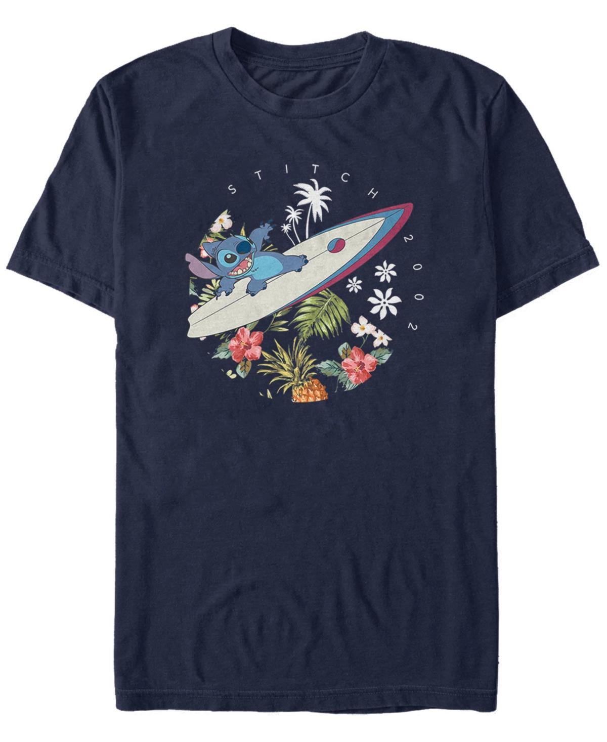 Disneys Lilo & Stitch Big & Tall Surfing Tropical Circle Portrait Tee, Mens Blue Product Image