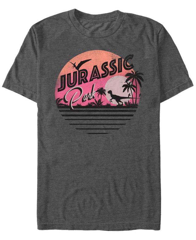 Jurassic Park Men's Sunset Dine Party Short Sleeve T-Shirt, Charcoal, Medium Product Image