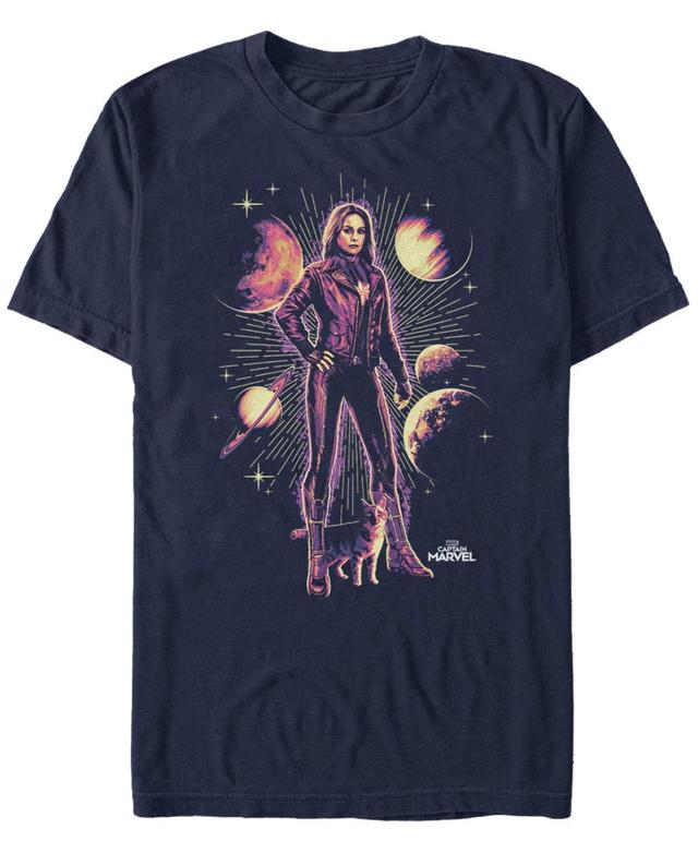 Marvel Mens Captain Marvel Galaxy Goose Portrait, Short Sleeve T-shirt Product Image