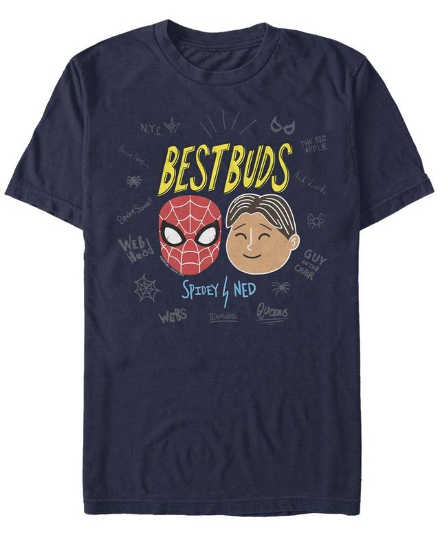 Mens Marvel Spider-Man Far From Home Best Buds Word Scatter Graphic Tee Blue Product Image