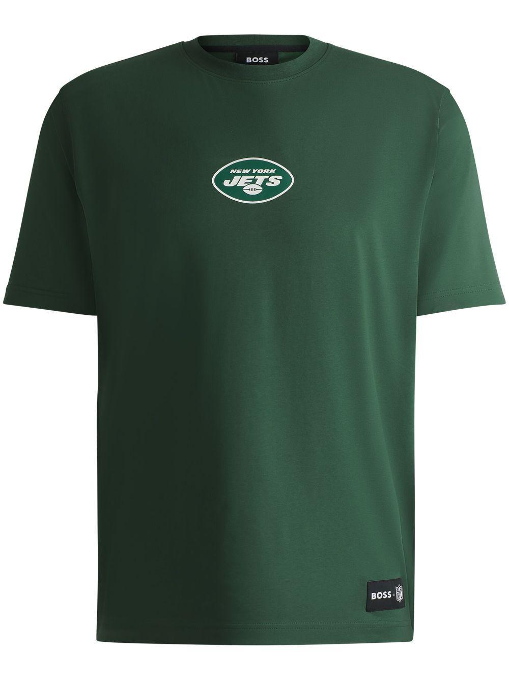 HUGO BOSS Boss X Nfl Stretch-cotton T-shirt With Special Branding In Jets Product Image