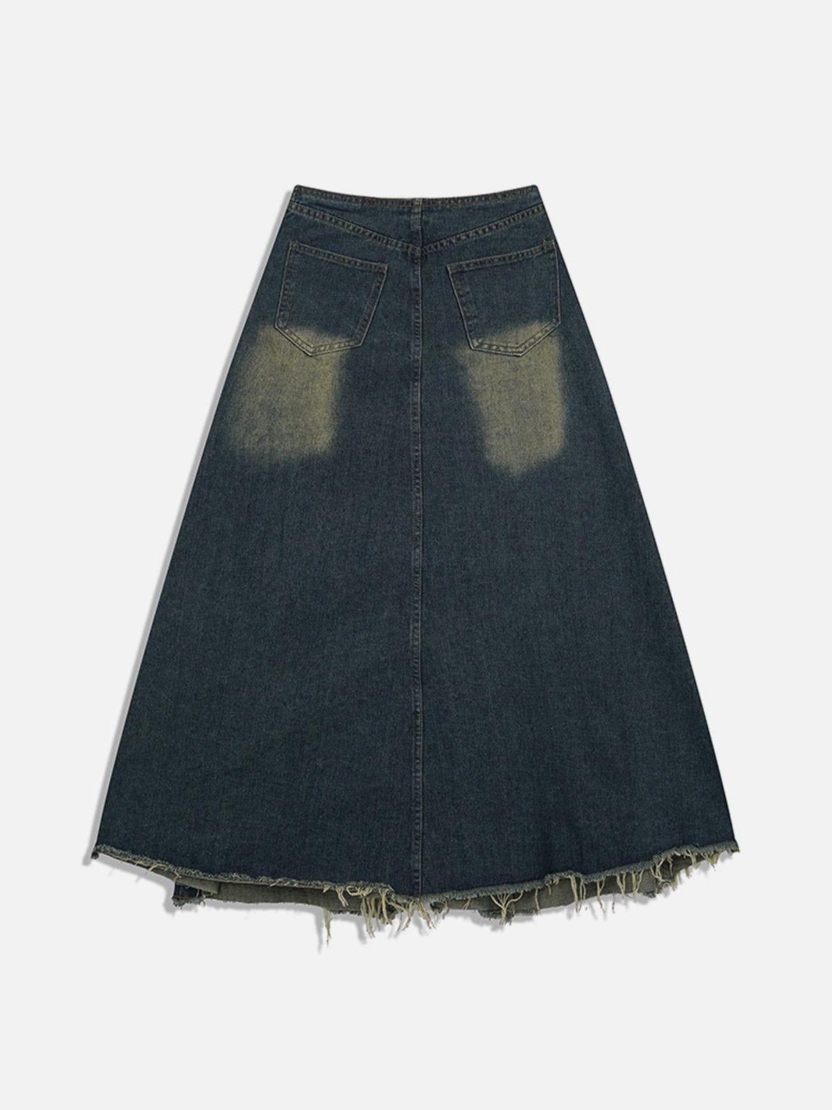 Aelfric Eden Slit Washed Denim Skirt Female Product Image