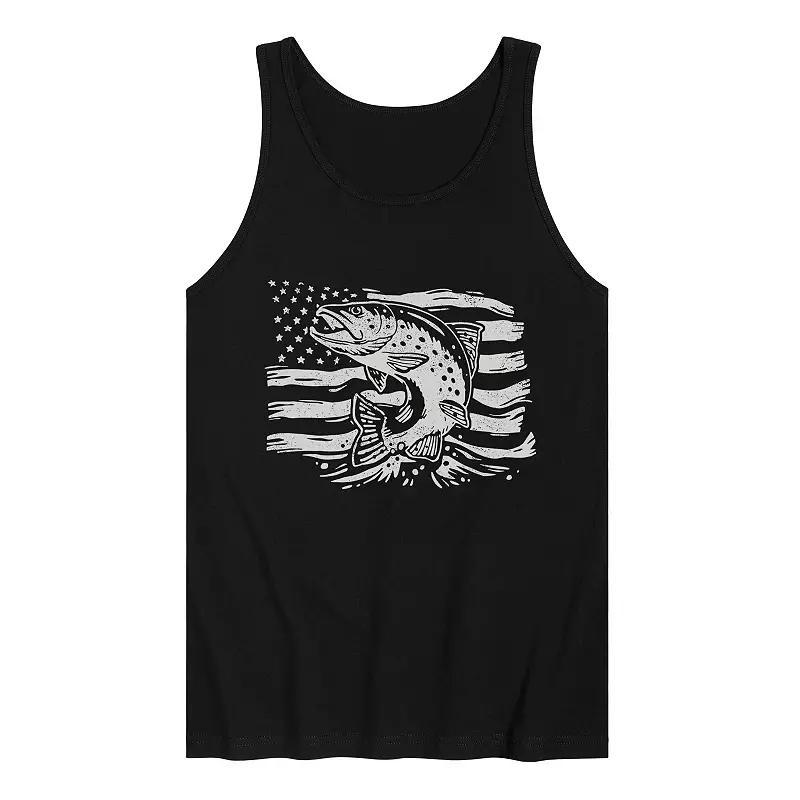 Mens Trout American Flag Graphic Tank Product Image