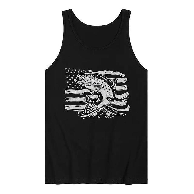 Mens Trout American Flag Graphic Tank Product Image