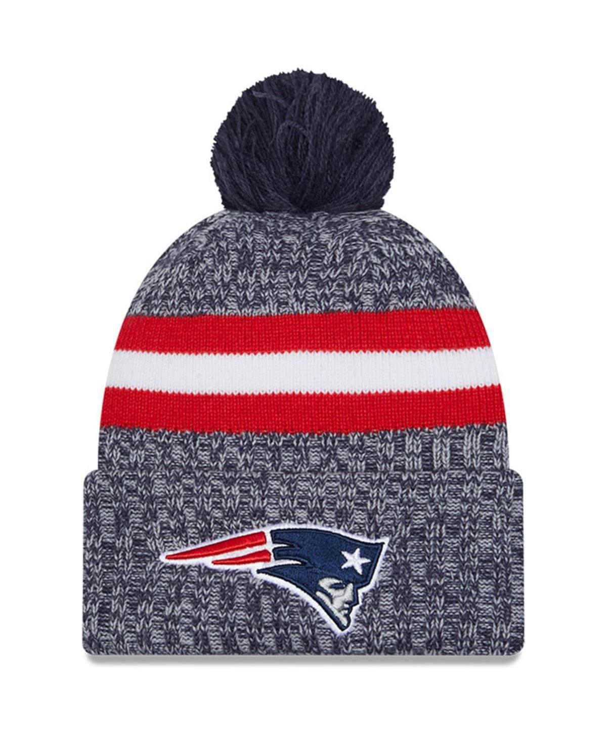 Mens New Era Navy New England Patriots 2023 Sideline Cuffed Knit Hat With Pom Product Image