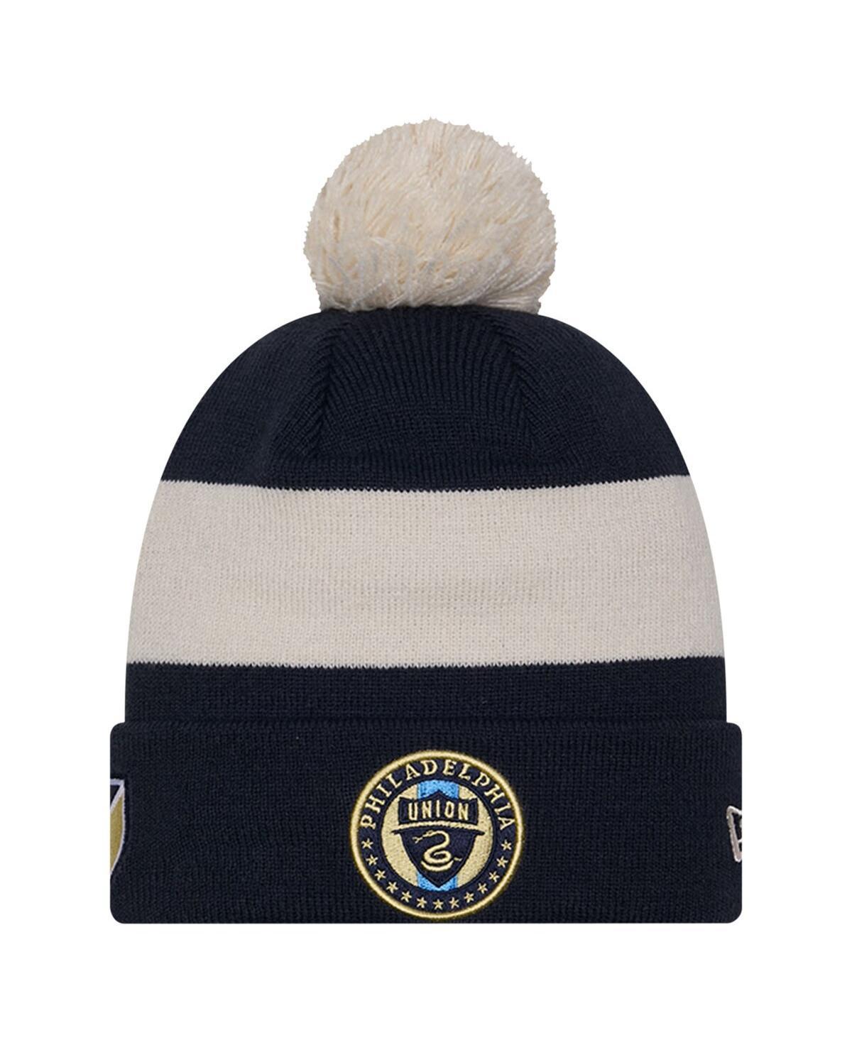 Mens New Era Navy Philadelphia Union 2024 Kick Off Collection Cuffed Knit Hat with Pom Product Image