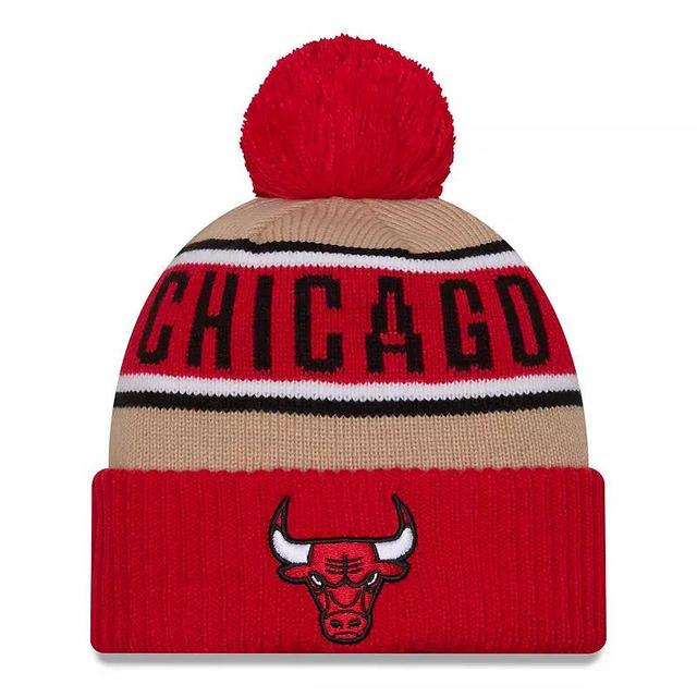 Mens New Era /Tan Chicago Bulls 2024 NBA Draft Cuffed Knit Hat with Pom Product Image