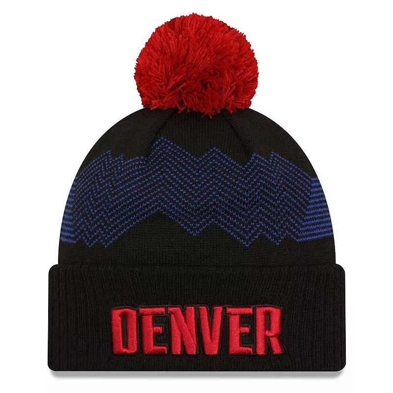 Mens New Era Black Denver Nuggets 2023/24 City Edition Cuffed Pom Knit Hat Product Image