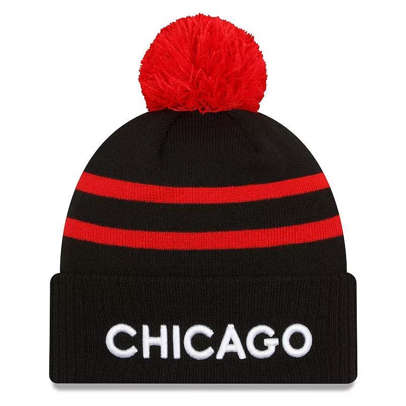 Mens New Era Chicago Bulls 2023/24 City Edition Cuffed Pom Knit Hat Product Image