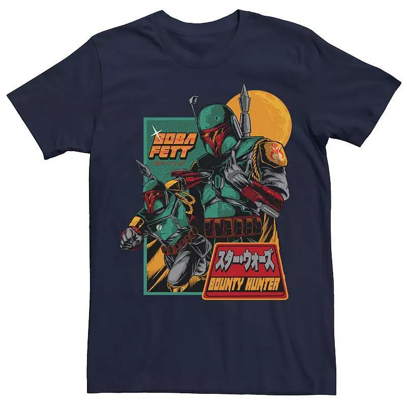 Big & Tall Star Wars Boba Fett Bounty Hunter Retro Poster Tee, Mens Blue Product Image