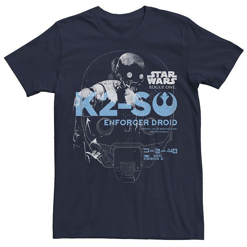 Mens Star Wars Rogue One K2-SO Enforcer Droid Portrait Tee Navy Grey Product Image