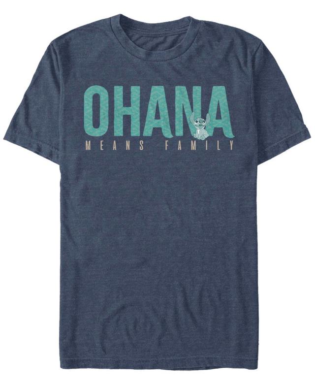 Lilo & Stitch Mens Tee Shirts - Lilo & Stitch Navy Heather Ohana Means Family Bold Tee - Men Product Image