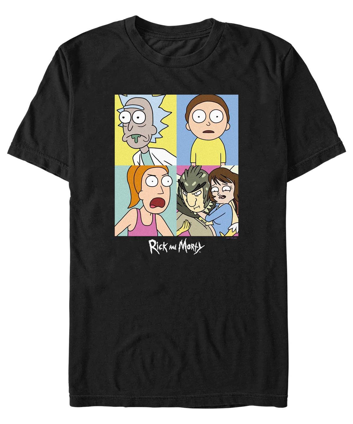 Fifth Sun Mens Rick and Morty Color Shift Boxes Short Sleeve T-shirt Product Image