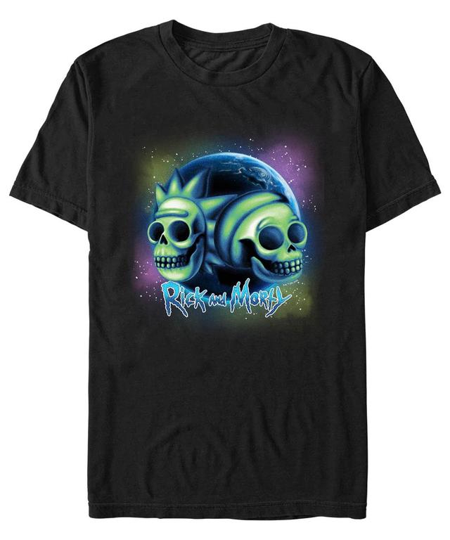 Fifth Sun Mens Rick and Morty Space Skulls Short Sleeve T-shirt Product Image