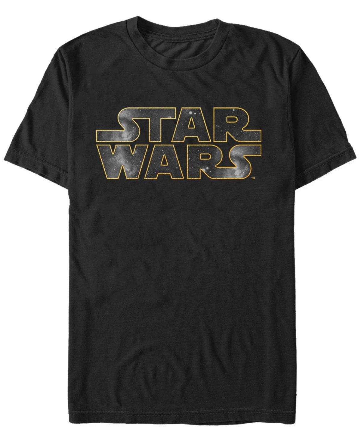 Star Wars Mens Galaxy Background Logo Short Sleeve T-Shirt Product Image