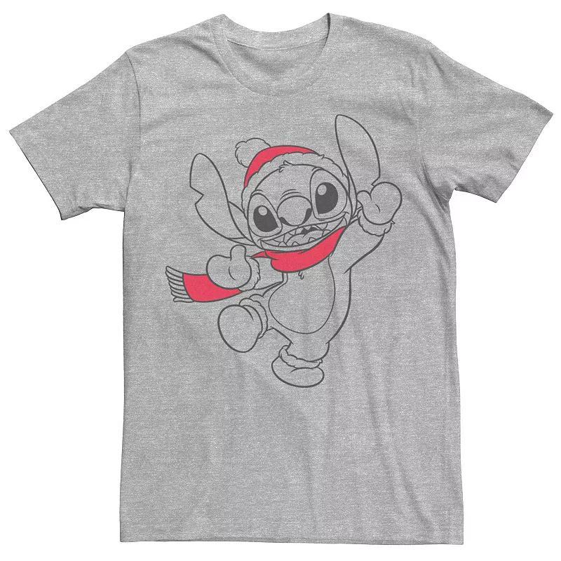 Disneys Lilo & Stitch Christmas Stitch Scarf And Beanie Mens Tee Athletic Grey Product Image