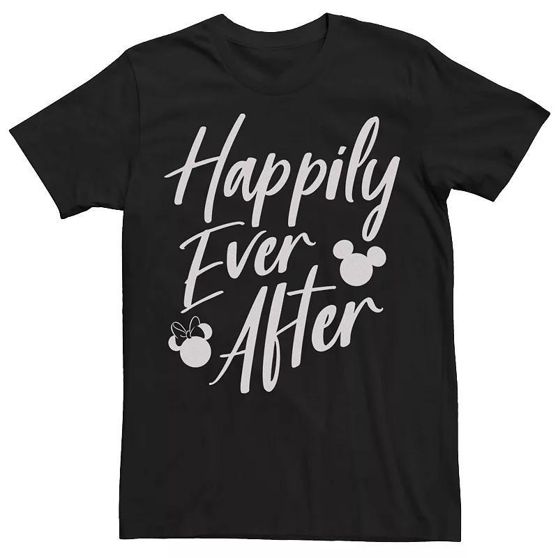 Disneys Mickey Mouse Mens Happily Ever After Cursive Text Logo Tee Red Grey Product Image