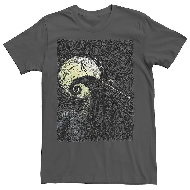 Mens Disney The Nightmare Before Christmas Spiral Hill Portrait Tee Grey Product Image