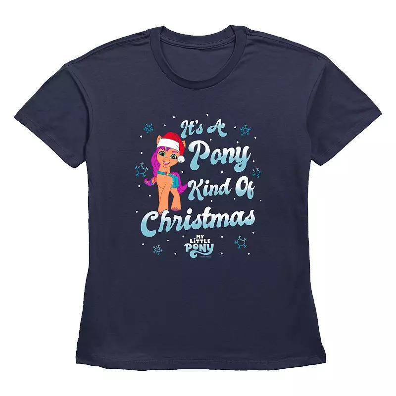 Womens My Little Pony Pinkie Pie Its A Pony Kind Of Christmas Graphic Tee Blue Product Image