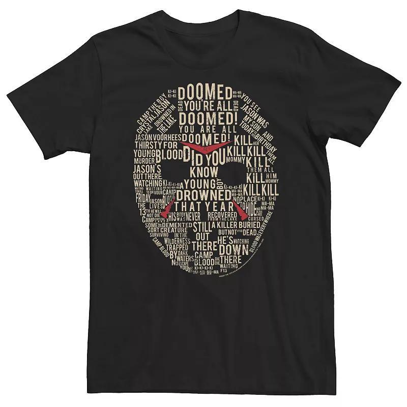 Big & Tall Friday The 13th Jason Mask Text Fill Tee, Mens Product Image