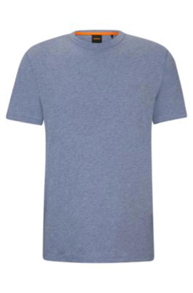 HUGO BOSS Cotton-jersey T-shirt With Tonal Logo In Light Blue Product Image