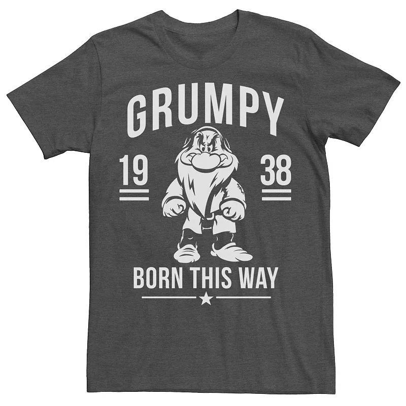 Disneys Snow White Grumpy Mens Born This Way Tee Grey Heather Product Image