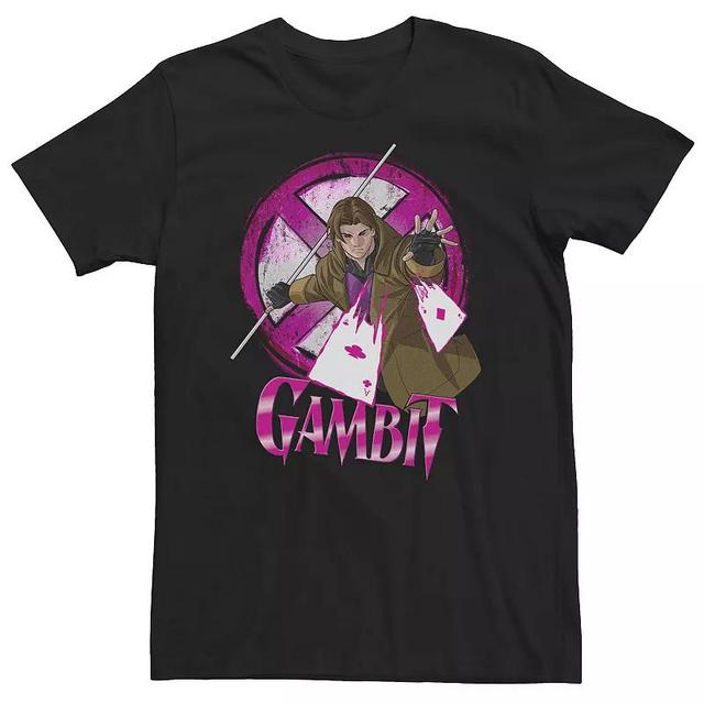 Big & Tall Marvel X-Men Gambit X Logo Distressed Portrait Tee, Mens Product Image