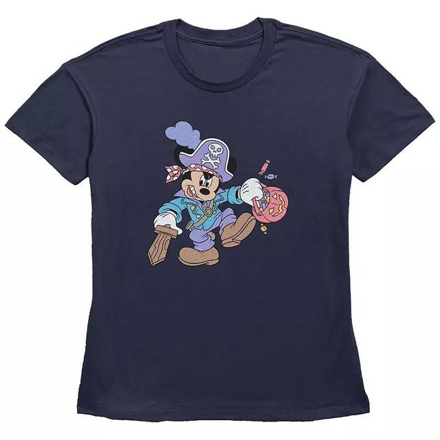 Disneys Mickey Mouse Pirate Trick Or Treater Womens Graphic Tee Blue Product Image