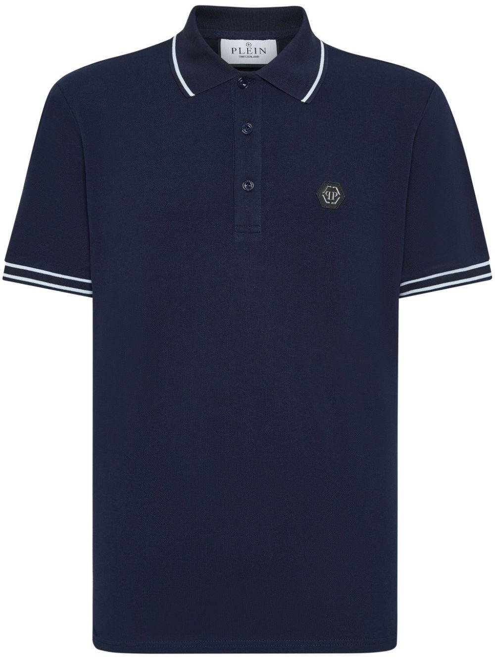 Logo-appliqué Cotton Polo Shirt In Blue Product Image