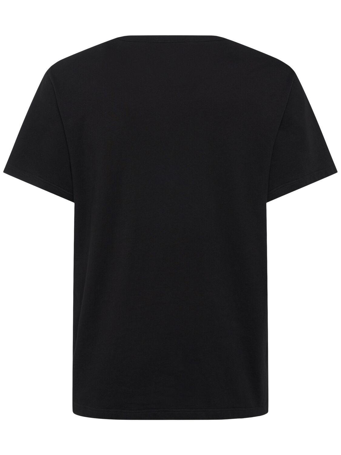 Skull Print Cotton T-shirt In Black Product Image