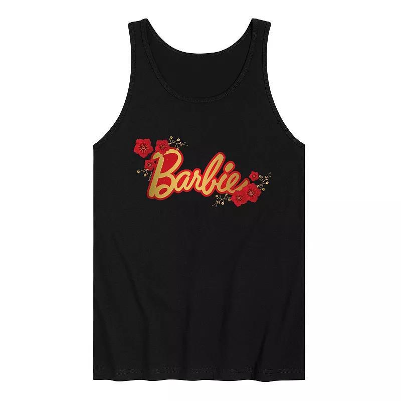 Mens Barbie Logo Red Floral Tank Top Product Image