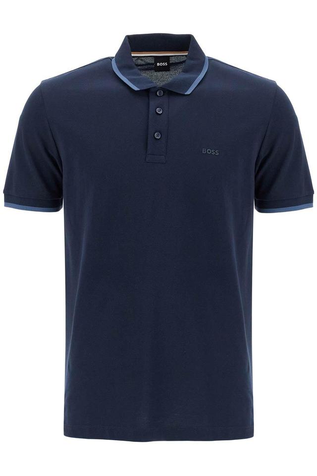 HUGO BOSS Polo Shirt With Contrasting Edges In Blue Product Image