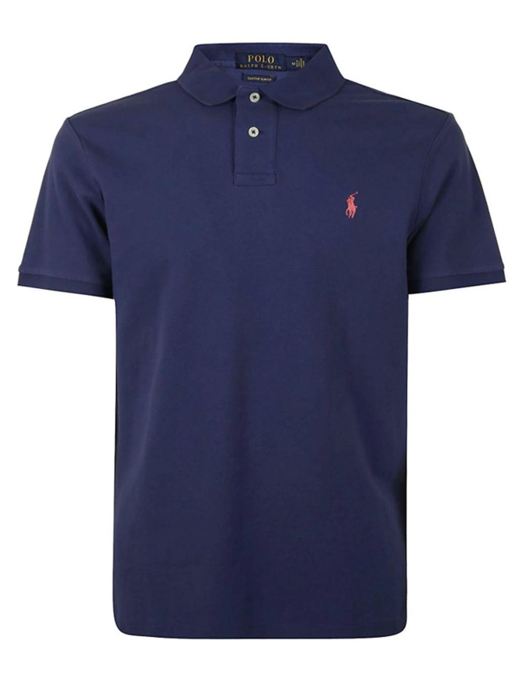 Embroidered Logo Polo Shirt In Blue Product Image