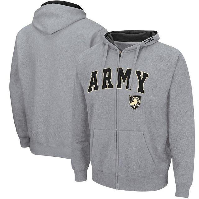 Mens Colosseum Heathered Gray Army Black Knights Arch & Logo 3.0 Full-Zip Hoodie Product Image