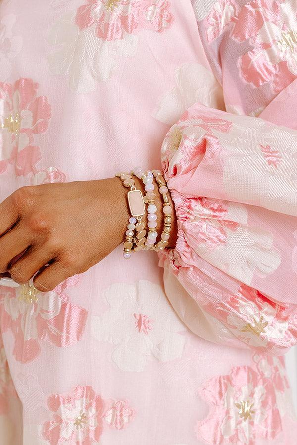 Daily Entertainment Stretch Bracelet Set in Pink Product Image