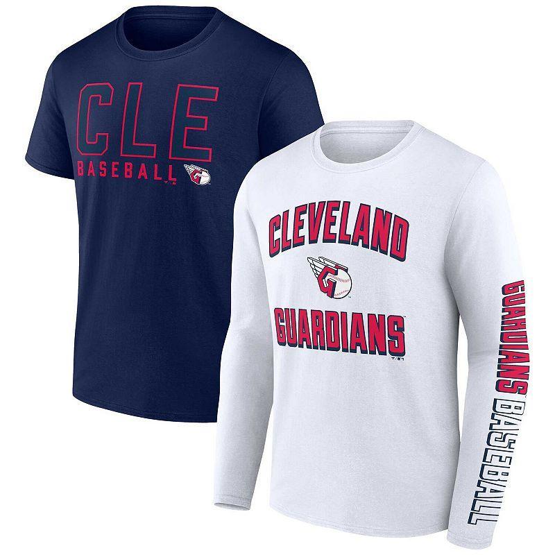 Mens Fanatics Branded Navy/White Cleveland Guardians Two-Pack Combo T-Shirt Set Product Image