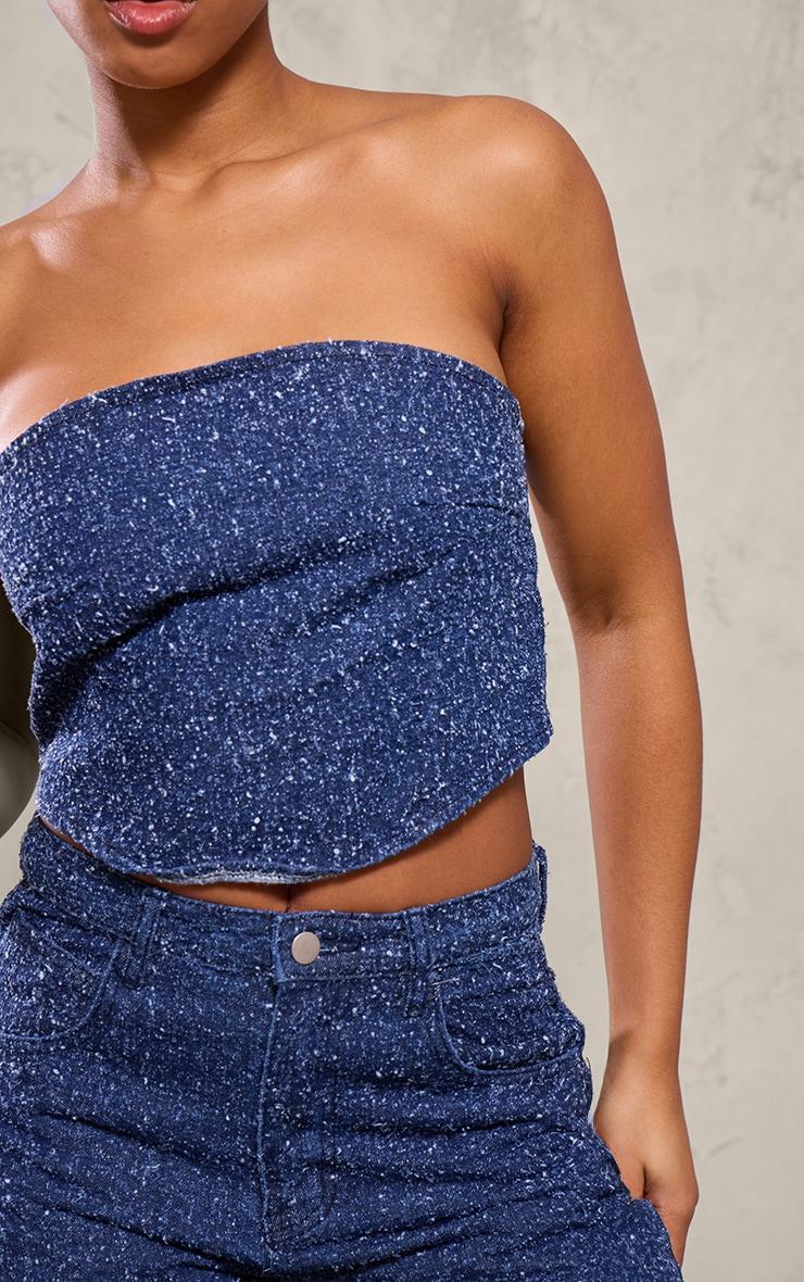  Indigo Bobble Denim Corset Crop Top Product Image