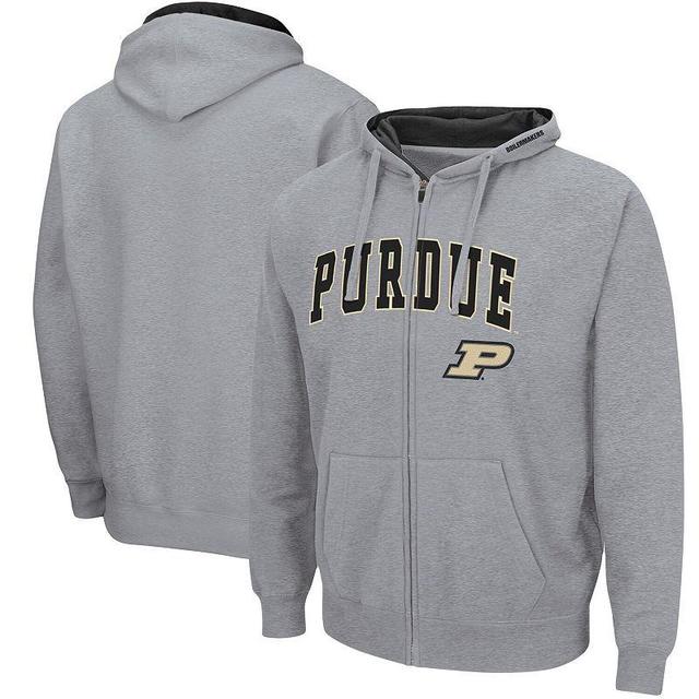 Mens Colosseum Heathered Gray Purdue Boilermakers Arch & Logo 3.0 Full-Zip Hoodie Product Image