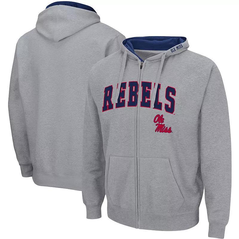 Mens Colosseum Heathered Gray Ole Miss Rebels Arch & Logo 3.0 Full-Zip Hoodie Product Image