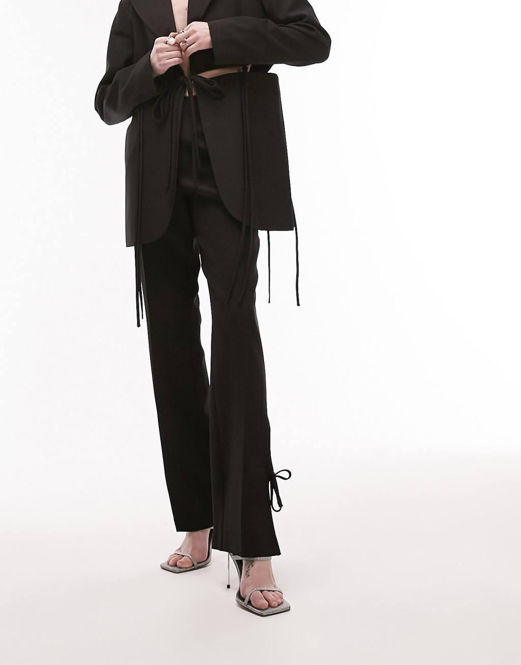 Topshop cut-out flare pants with ties in black - part of a set  Product Image