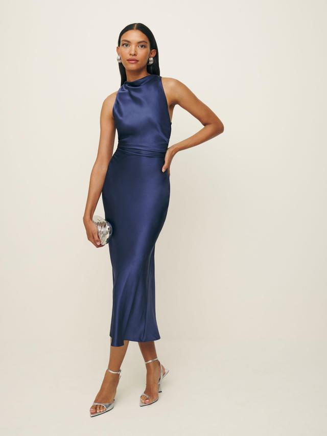 Casette Silk Dress In Blue Iris Product Image