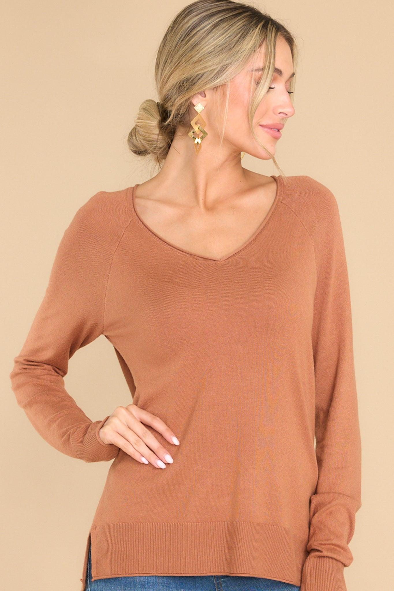 Traveling Far Caramel Sweater Brown Product Image