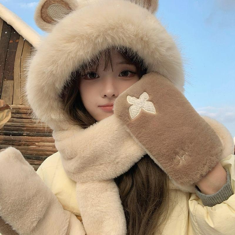 Ear Fluffy Hooded Scarf Product Image