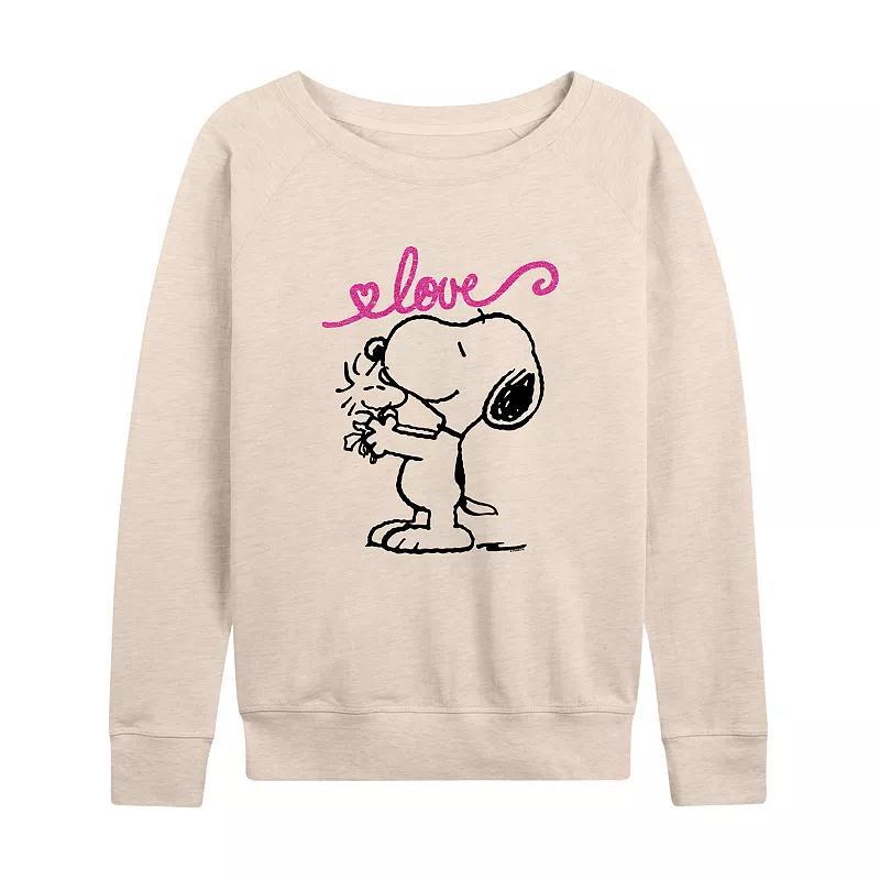 Womens Peanuts Valentines Snoopy Love Slouchy Graphic Sweatshirt Product Image