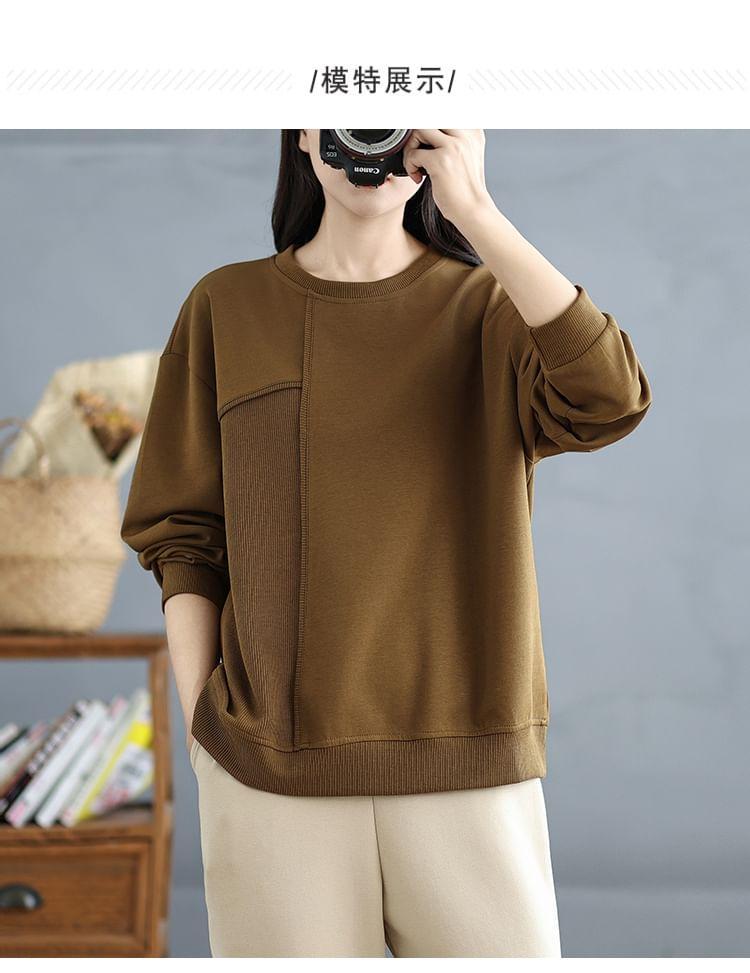 Crewneck Asymmetrical Plain Pullover Product Image