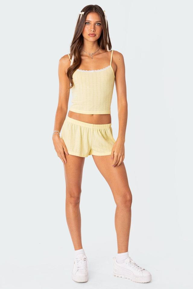 Edikted Women's Irene Low Rise Pointelle Micro Shorts Product Image