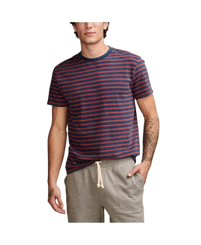 Lucky Brand Indigo Stripe Jersey Crew Neck (Indigo) Men's Short Sleeve Knit Product Image